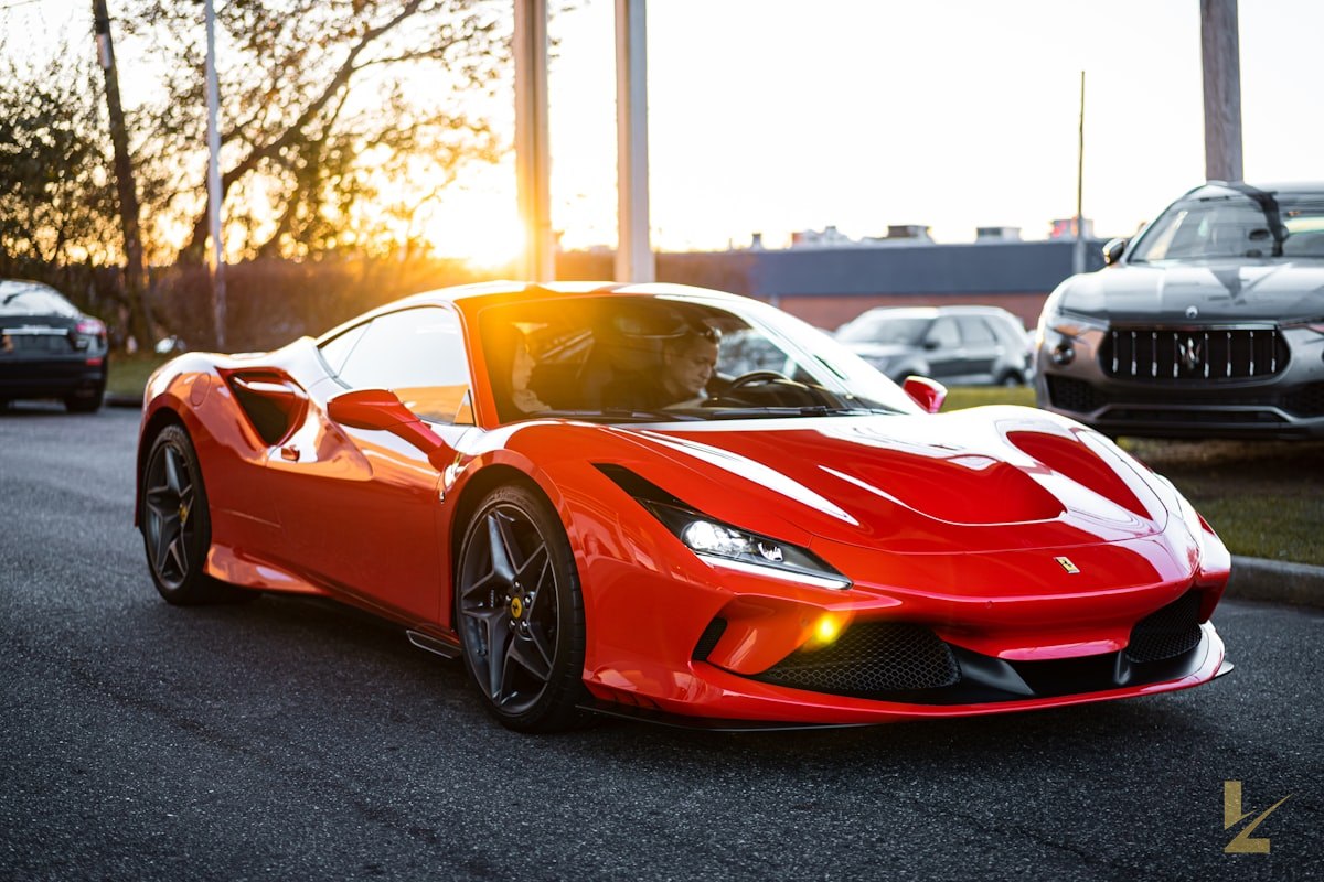 Ferrari F8 at golden hour